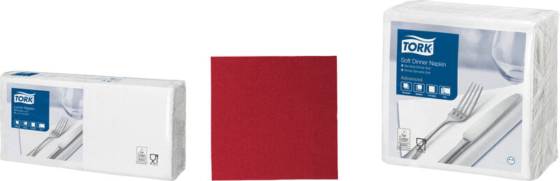 Tork Servietten – 33 × 33 cm – 2-lagig, Tissue, weiss – 200 Stk., FSC