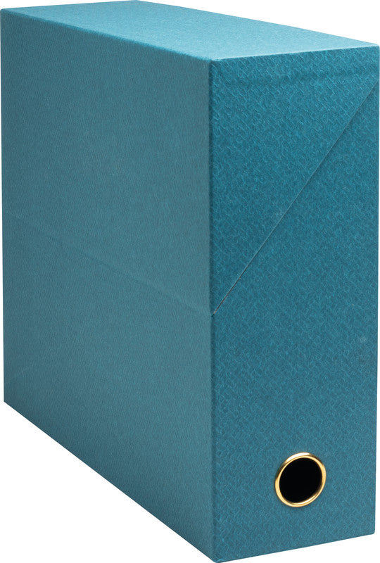 Exacompta Archivschachtel A4+ – mit Griffloch, verstärktem Klappdeckel, 255 × 340 × 90 mm, blaugrün, Karton