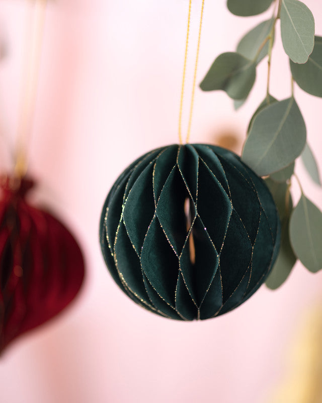 Folia Wabendekor Bälle, Papier, sortiert, Ø 7–8,5 cm, 3er-Set – Weihnachten – FSC, eco:plus