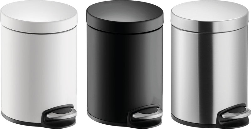 Helit Papierkorb the silent – 12 l – Stahl, weiss – Ø 245 × H 405 mm
