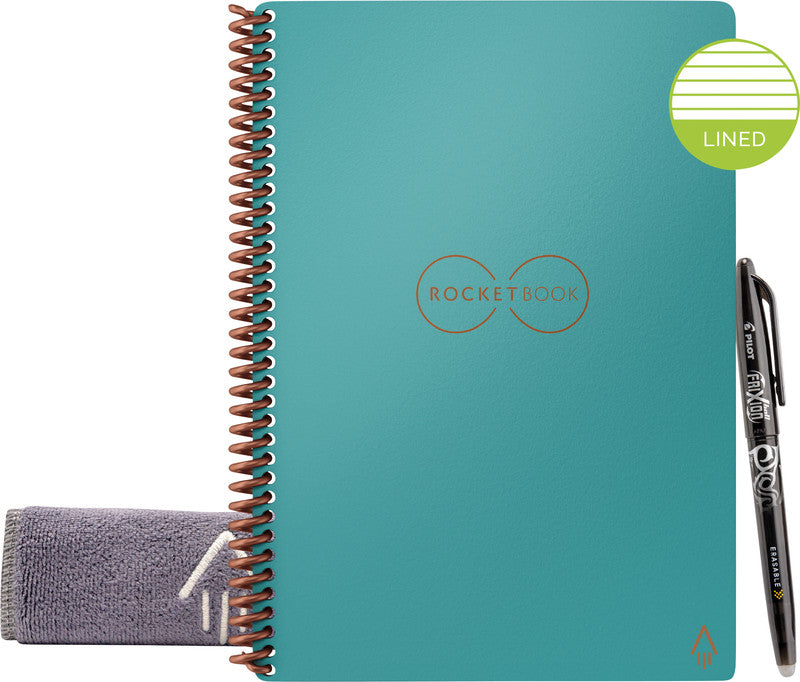 Rocketbook Core Smart Spiralbuch, Spiralbindung, Hardcover, 36 Seiten, 90 g/m² – türkis, für ROCKETBOOK App