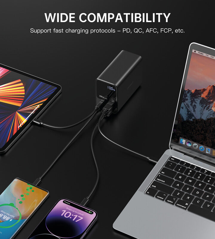 Choetech Powerbank 27000 mAh, 2× USB-C, 2× USB-A, Schwarz