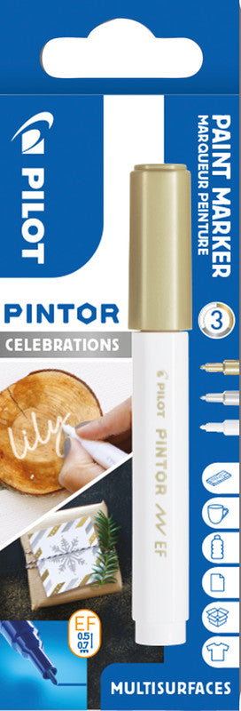 Pilot Pigment-Marker Pintor – Rundspitze 0,5-0,7 mm – Sortiert – 3er-Set – Für dunkle Oberflächen geeignet