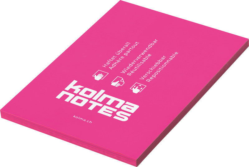 Kolma Haftnotizen – 105×148 mm – Neonpink, 100 Blatt, elektrostatisch, recyclingfähig