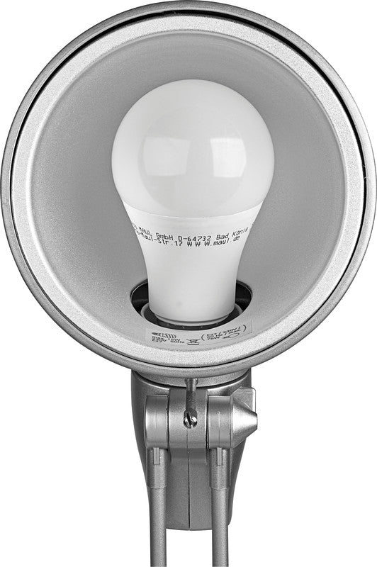 MAUL Energiespar-Tischleuchte rock – dreh- & neigbar, mit Schalter – 2700 K – 880 lm 15 W – silber