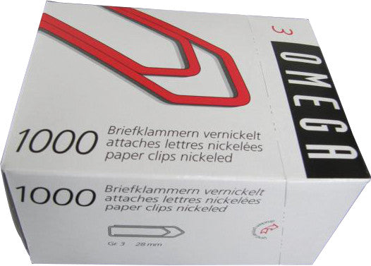 Omega Büroklammern 28 mm – vernickelt – 1'000 Stk.