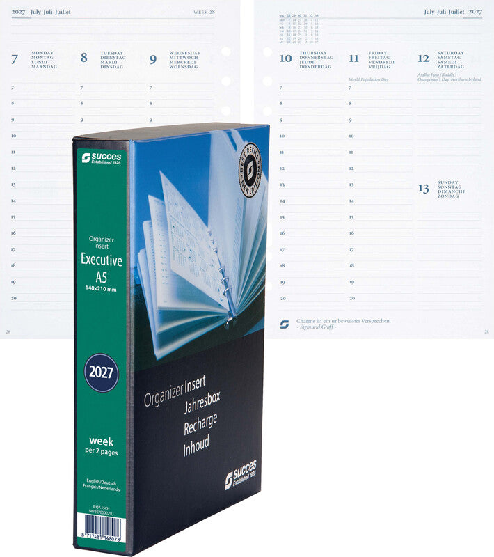 Succes Kalender-Einlage – 1 Woche/2 Seiten, 6-fach, A5, 2027