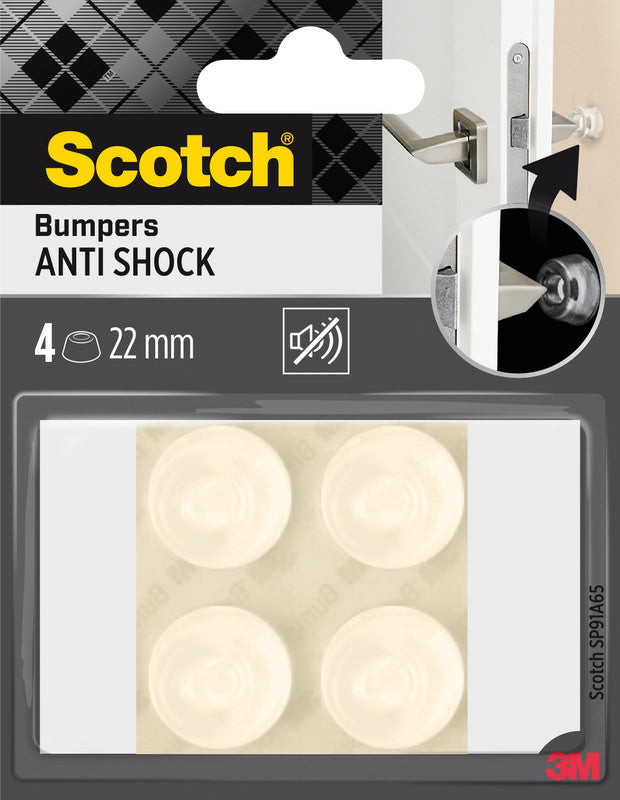 Scotch Runder Elastikpuffer Ø 22 mm – weiss, Elastomer, selbstklebend, rutschfest, 4 Stk.