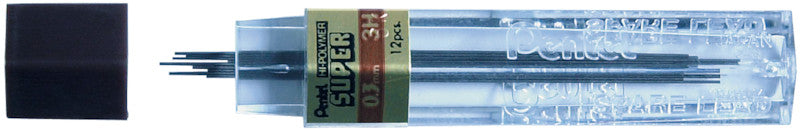 Pentel Bleistiftminen – Graphit, 0,3 mm, 3H, 12 Stk.