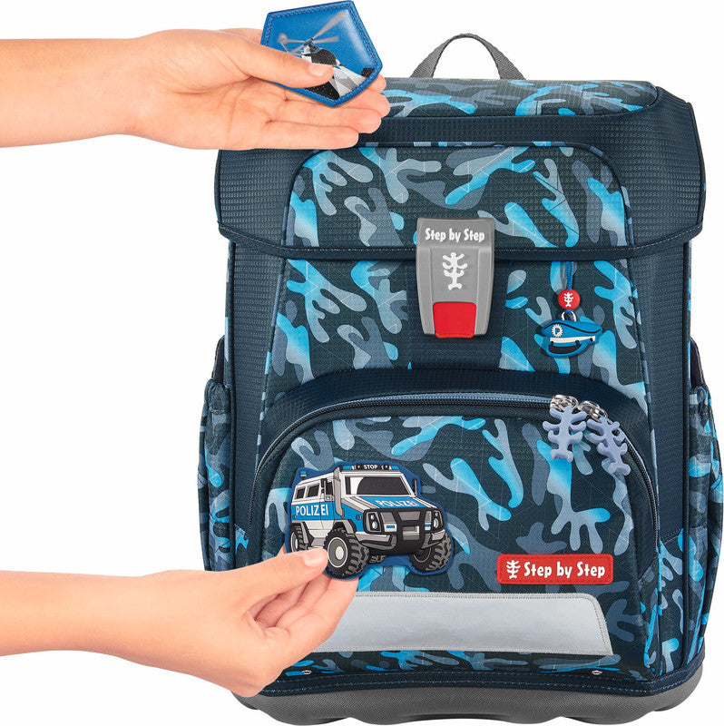 Step by Step Schulrucksack-Set Cloud – 5-teilig – Police Truck Diego – 28,0×37,5×20,0 cm