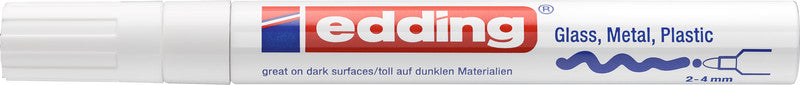 Edding Permanentmarker für Glas, Metall, Plastik – Weiss