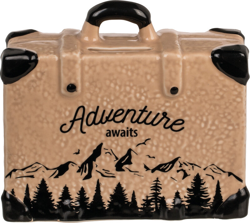 Out oft the blue Out of the Blue Spardose Koffer Travel – Keramik, Braun – 14,8 × 13 × 6 cm