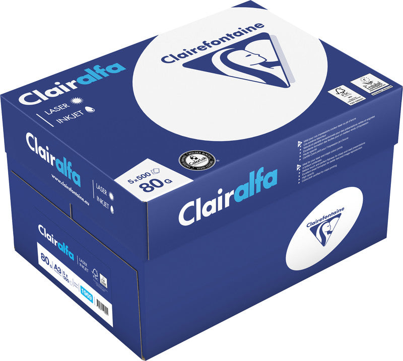 Clairefontaine Kopierpapier – A3, 80 g/m², hochweiss – für Inkjet/Laser/Kopierer – FSC – 500 Blatt