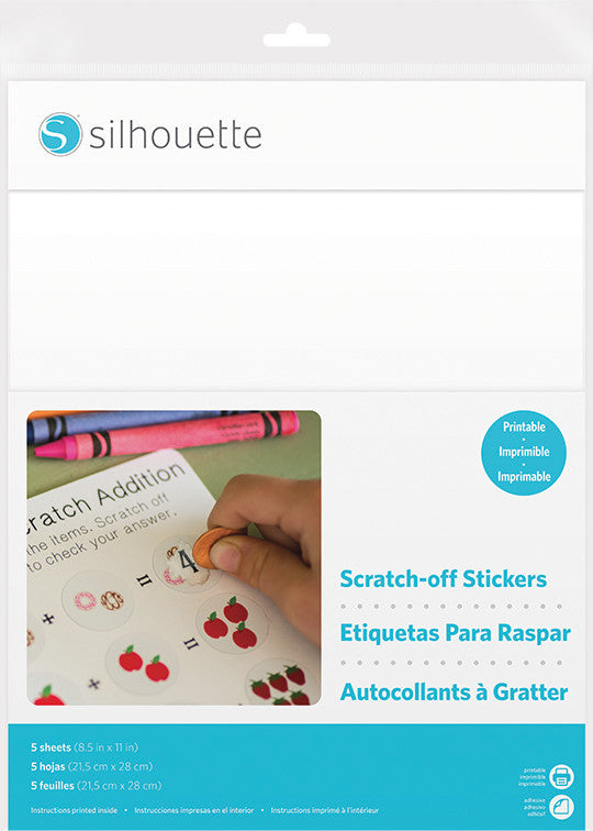 Silhouette Stickerpapier – für Silhouette Schneideplotter – 305 × 305 mm – Weiss – 5 Blatt