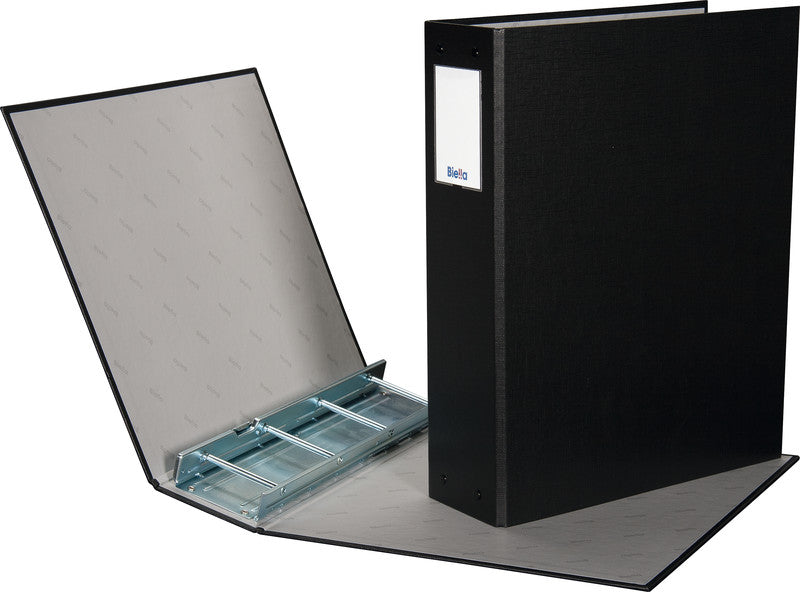 Biella Ringbuch Tixor – A4 Hochformat – 4-Ring Stiftmechanik, Rücken 80 mm – Schwarz, Karton, FSC