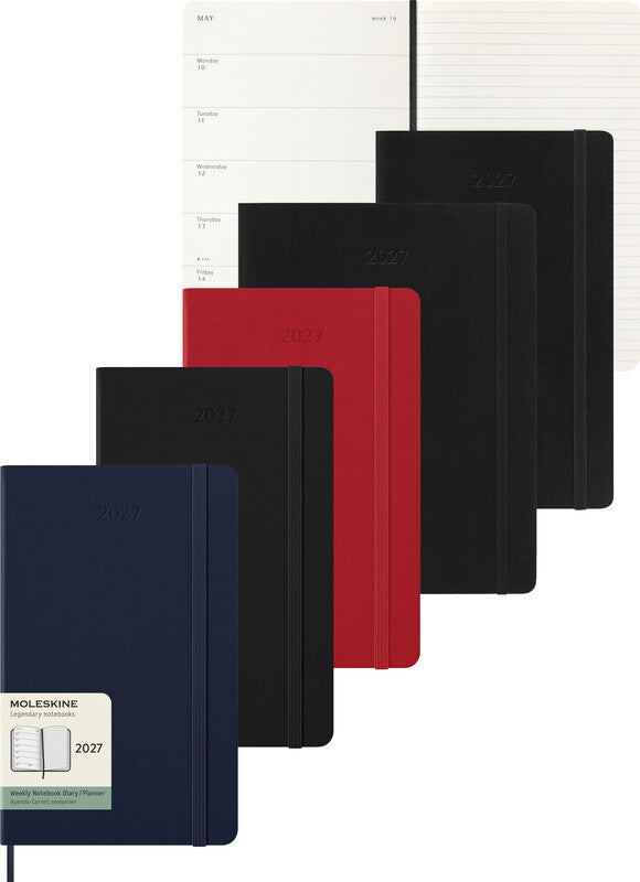 Moleskine Wochenagenda – 1 Woche/1 Seite, gebunden, 13,0 × 21,0 cm, 2026, Scharlachrot, FSC