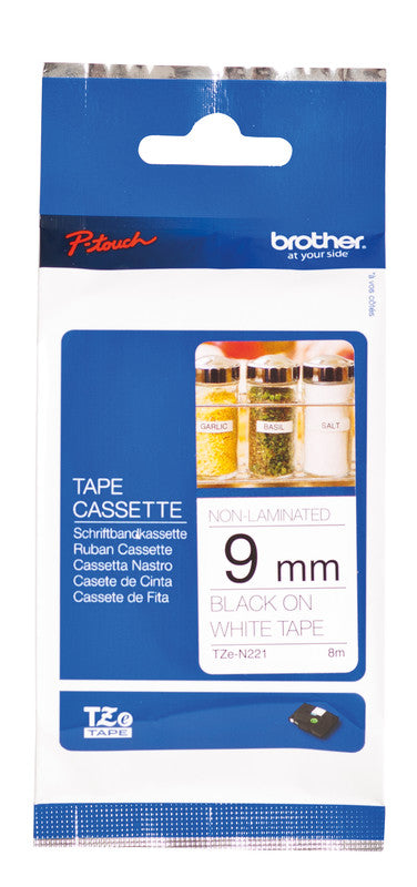Brother Schriftband – 9 mm × 8 m, weiss, schwarz