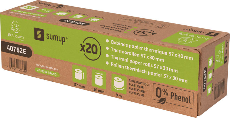 Exacompta Thermorolle 57 mm × 9 m, kernlos, phenolfrei – für SumUp