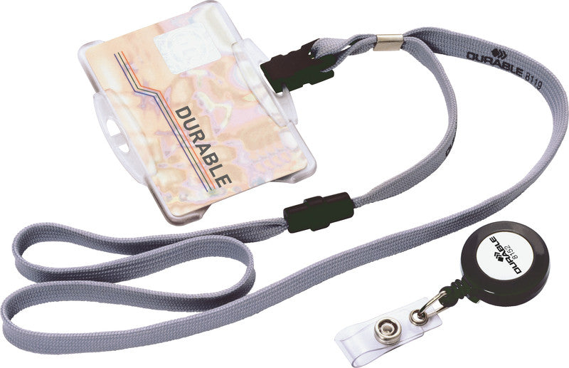 Durable Ausweishalter – 85 × 54 mm, Kunststoff, transparent, mit Clip – 25 Stück