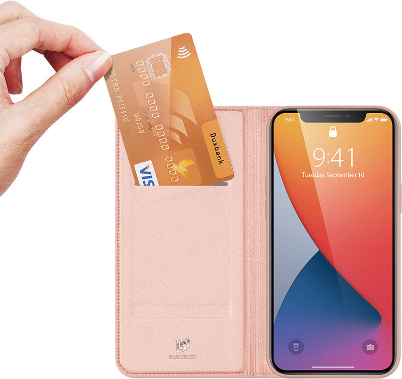 Dux Ducis Booklet-Hülle – für Apple iPhone 12/12 Pro – Roségold – mit Kartenfach, Magnetverschluss