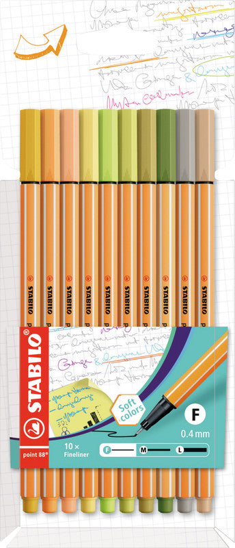 STABILO Point 88 Fineliner – 10er-Set 0,4 mm – 10 Farben, sortiert