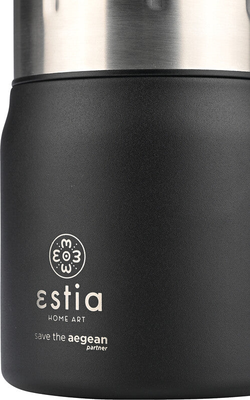 Estia Thermo-Lunchbehälter Lunch Pot – 0,5 l – isoliert, auslaufsicher – Edelstahl – schwarz – Ø 10 × 14 cm