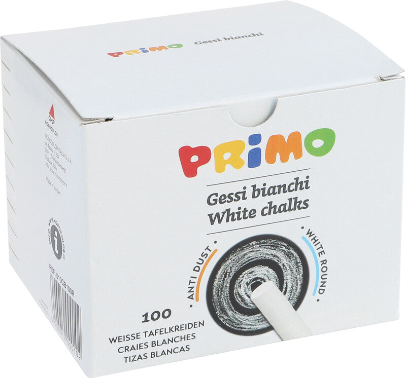 Primo Runde Tafelkreiden – Weiss – 100 Stück – Für Tafel – Ø 10 mm × 80 mm – In Schachtel