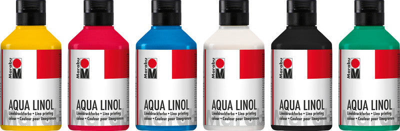 Marabu Aqua – Linoldruckfarbe – Mittelgelb, 250 ml, für Linolschnitt