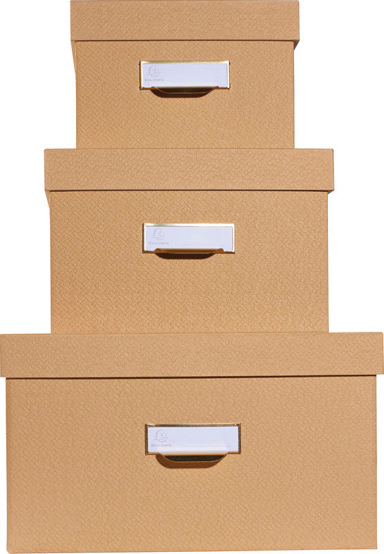 Exacompta Office by Me Archivschachtel A4+ – mit Griffloch, stapelbar, beige, Karton, 3er Set