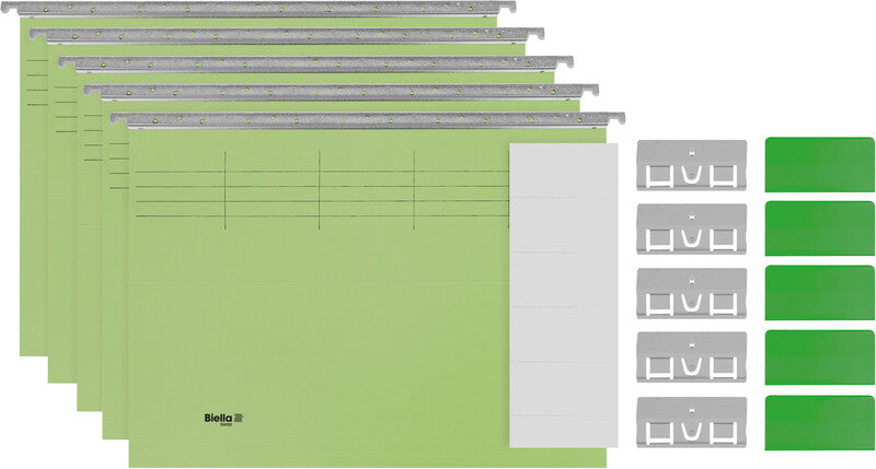 Biella Hängeordner für A4 – Karton, Hellgrün, 320 × 250 mm, mit Vordruck