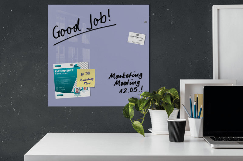 Sigel Whiteboard – 48 × 48 cm, Glas, magnetisch, Wandmontage, inkl. Magnete, Montagesatz