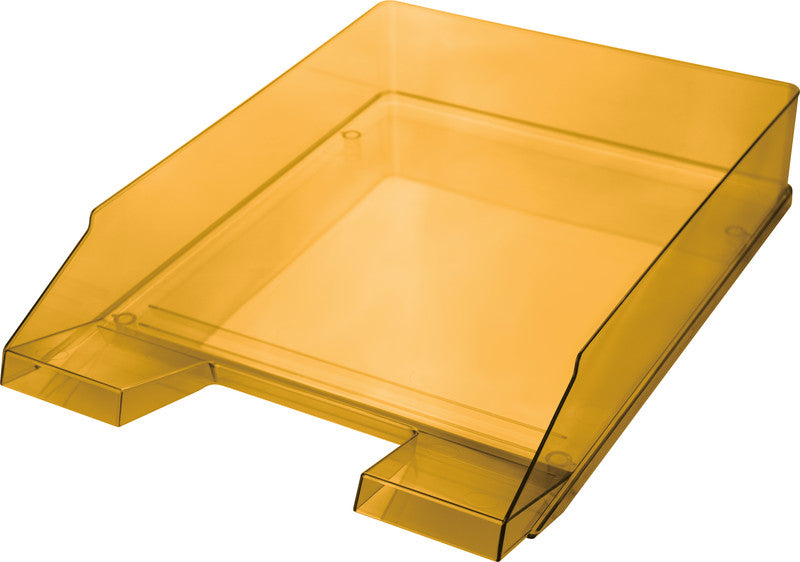 Helit Briefkorb – mit Beschriftungsfeld, hochglänzend, orange transparent, B 245 × H 67 × T 347 mm