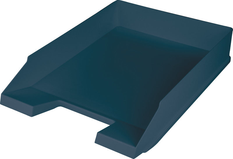 Helit Stapelbarer Briefkorb mit Griffausschnitt, Beschriftungsfeld, matt, blau, B 255 × H 67 × T 345 mm