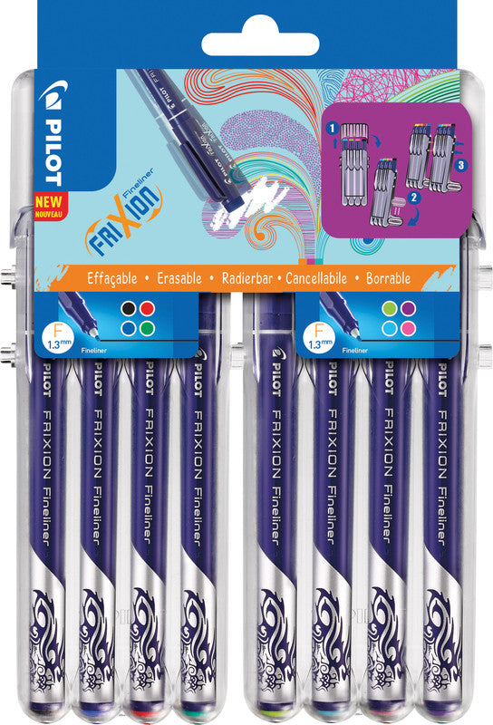 Pilot FriXion Set2Go Fineliner – 8er-Set 1,3 mm – 8 Farben, sortiert
