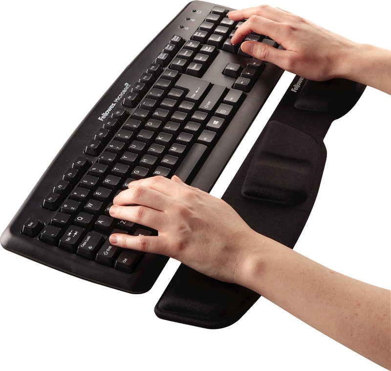 Fellowes Tastatur-Handgelenkauflage – Health‑V – für Tastatur – Memory Foam – 463×85×15 mm – Schwarz
