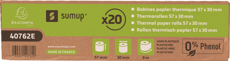 Exacompta Thermorolle 57 mm × 9 m, kernlos, phenolfrei – für SumUp
