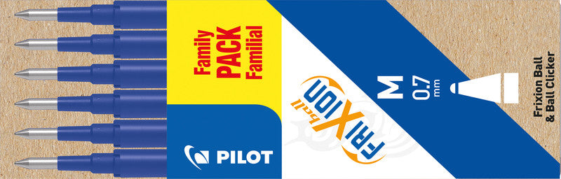 Pilot FriXion Rollerpatronen – blau, 0,7 mm, löschbar, geruchsarm, 6 Stk.