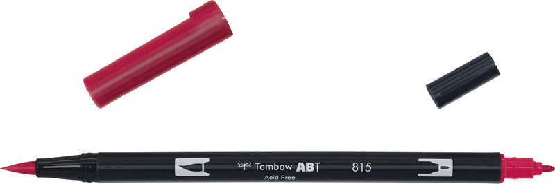 Tombow Brush Pen ABT Dual – Pinselspitze 3-10 mm, Rundspitze 0,3 mm – Kirschrot – Wasservermalbar