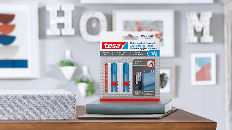 TESA Klebenagel – Kunststoff, Weiss, 12 × 14 × 1,3 cm – 2er-Pack