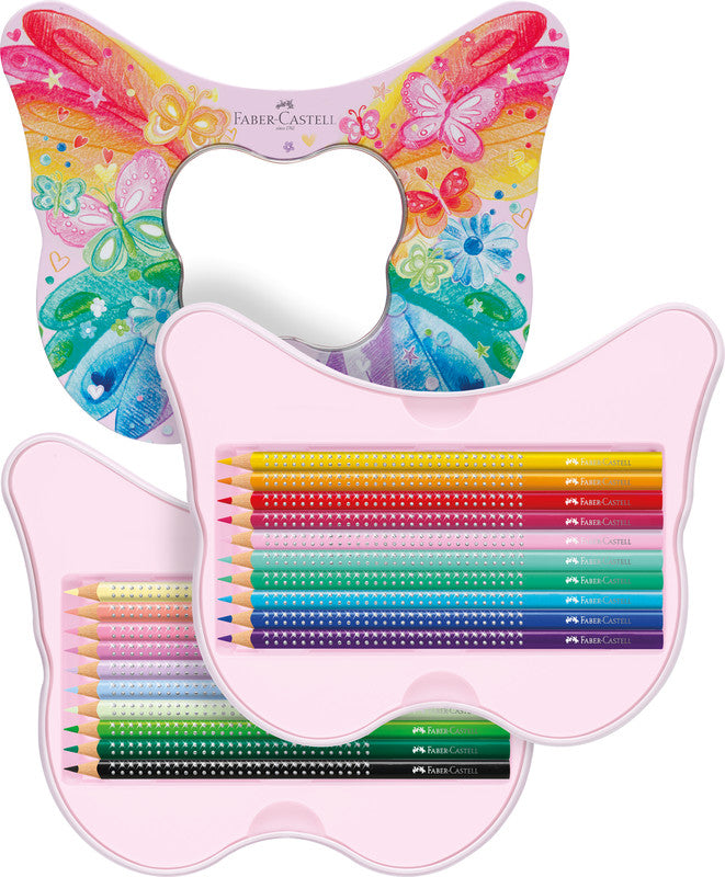 Faber-Castell Aquarellfarbstifte Grip Sparkle – 20 Farben, Ø 3 mm, dreikantig, FSC