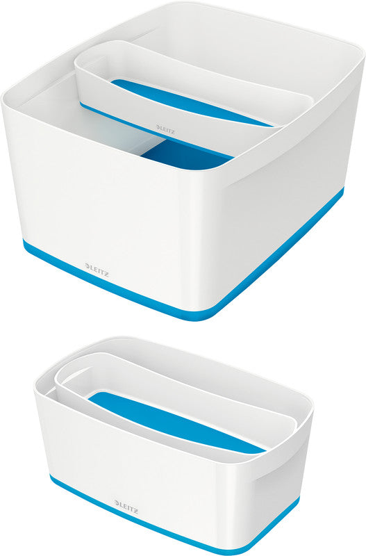 Leitz MyBox Aufbewahrungsschale – Kunststoff, weiss/metallblau, 30,7 × 5,5 × 10,5 cm