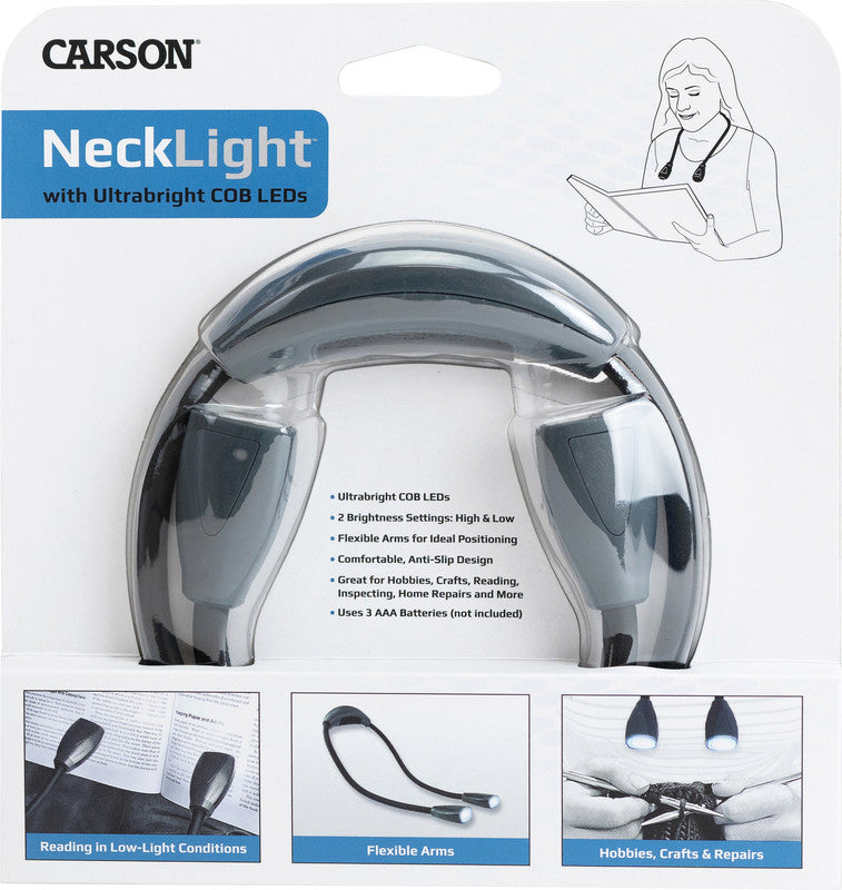Carson Nackenleuchte – LED, 70 lm, Batteriebetrieb 3×AAA, B 191×H 297×T 48 mm, Schwarz/Grau