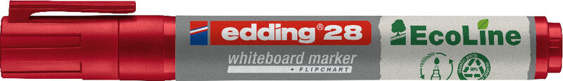 Edding Whiteboard-Marker 28 EcoLine – Rundspitze 1,5-3 mm – Rot – Trocken abwischbar
