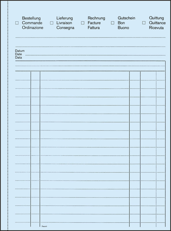 Favorit Formularblock – Mehrzweck, Mehrsprachig, 50 Blatt, A5