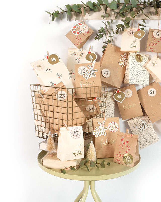 Folia Adventskalender-Set Falala – 24 Papiertüten – 250 × 280 × 28 mm