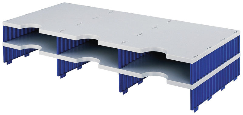 Styro Briefkorb – mit Beschriftungsfeld, blau/grau, B 723 × H 153 × T 331 mm, Serie DOC Dokumentenablage trio