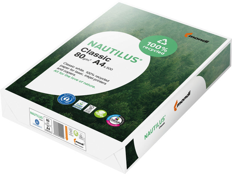 Nautilus Kopierpapier – A4, 80 g/m², CIE 112 – für Inkjet/Laser/Kopierer – FSC – 500 Blatt