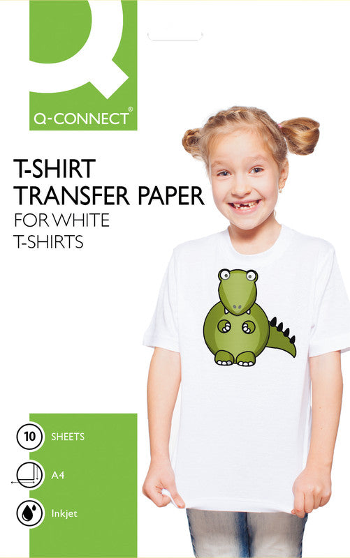 Q-CONNECT Transferpapier – für Inkjetdrucker, für helle Textilien, A4 (210 × 297 mm), 10 Blatt