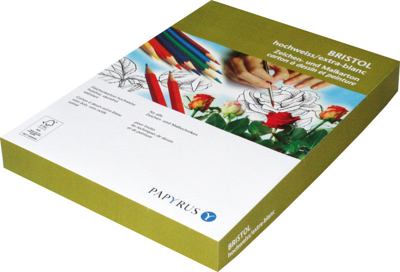 Papyrus Zeichenpapier 500 × 700 mm, 240 g/m², 10 Blatt, Weiss, Satiniert, Bristolkarton, FSC, Holzfrei