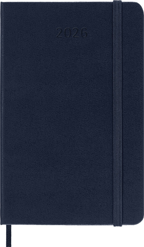 Moleskine Taschenagenda – 1 Woche/1 Seite, gebunden, 9 × 14 cm, 2026, Englisch, Saphirblau, FSC